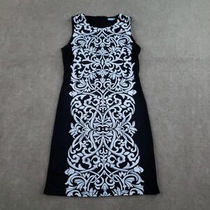 J McLaughlin‎ Dress Womens Medium Black Blue Sleeveless Sheath Stretch